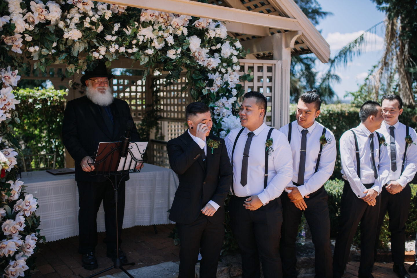 Romantic Goth Wedding With Black Wedding Dress at Villa Capri Sydney