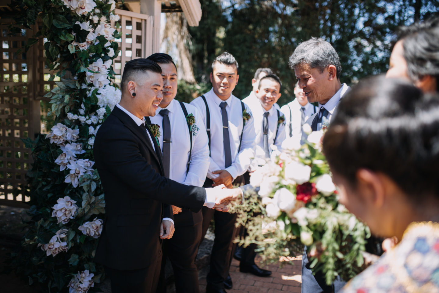 Romantic Goth Wedding With Black Wedding Dress at Villa Capri Sydney