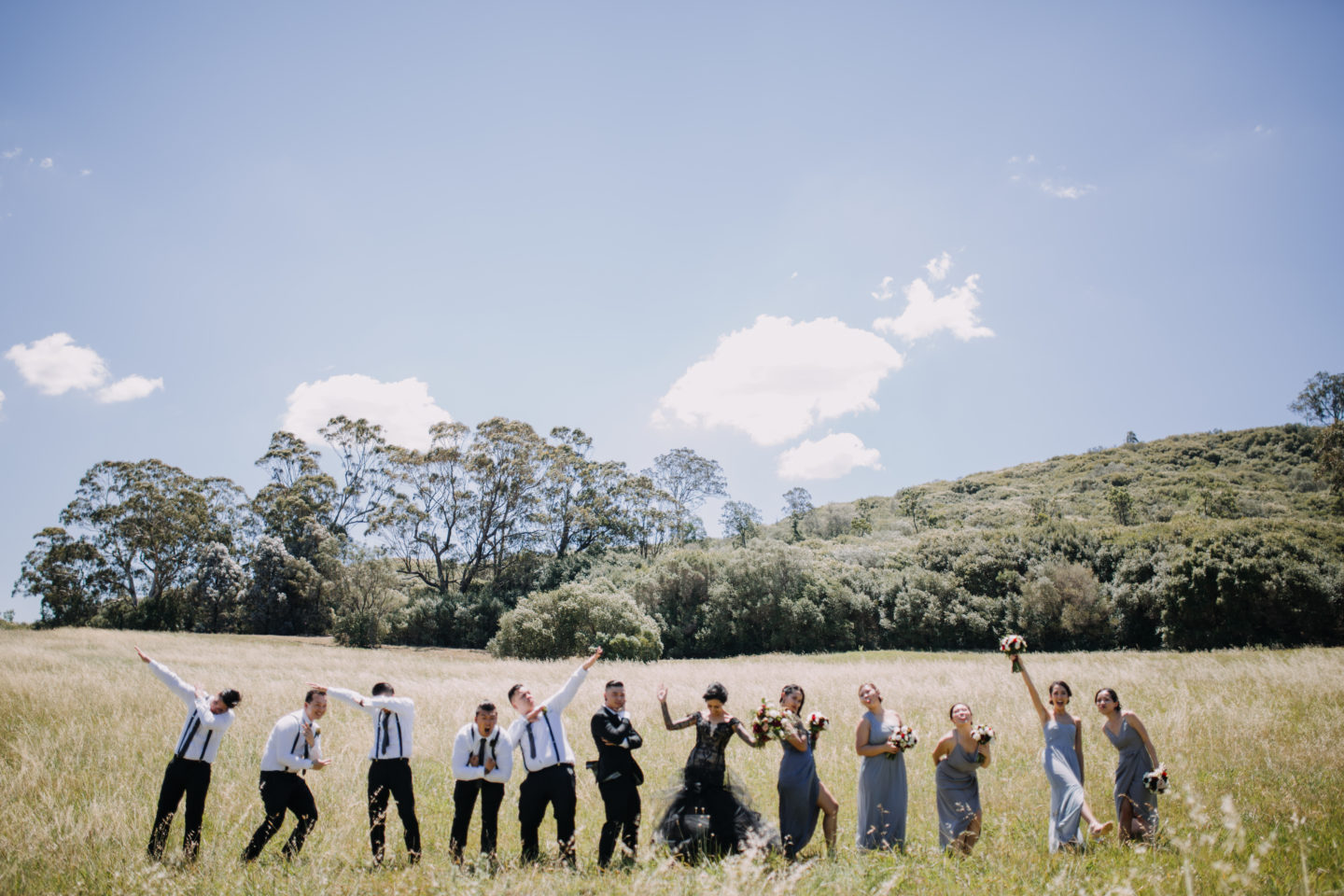 Romantic Goth Wedding With Black Wedding Dress at Villa Capri Sydney