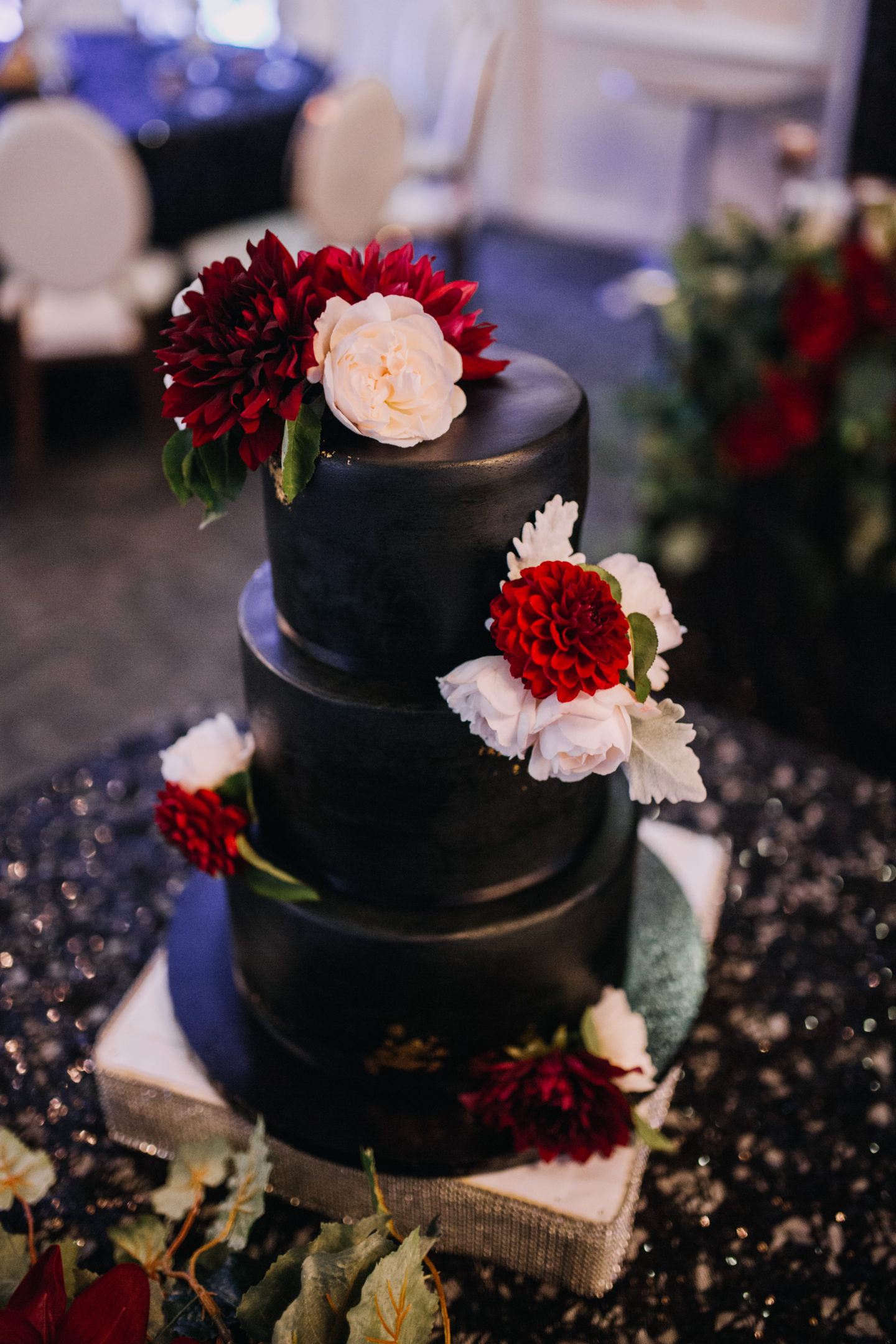 Romantic Goth Wedding With Black Wedding Dress at Villa Capri Sydney