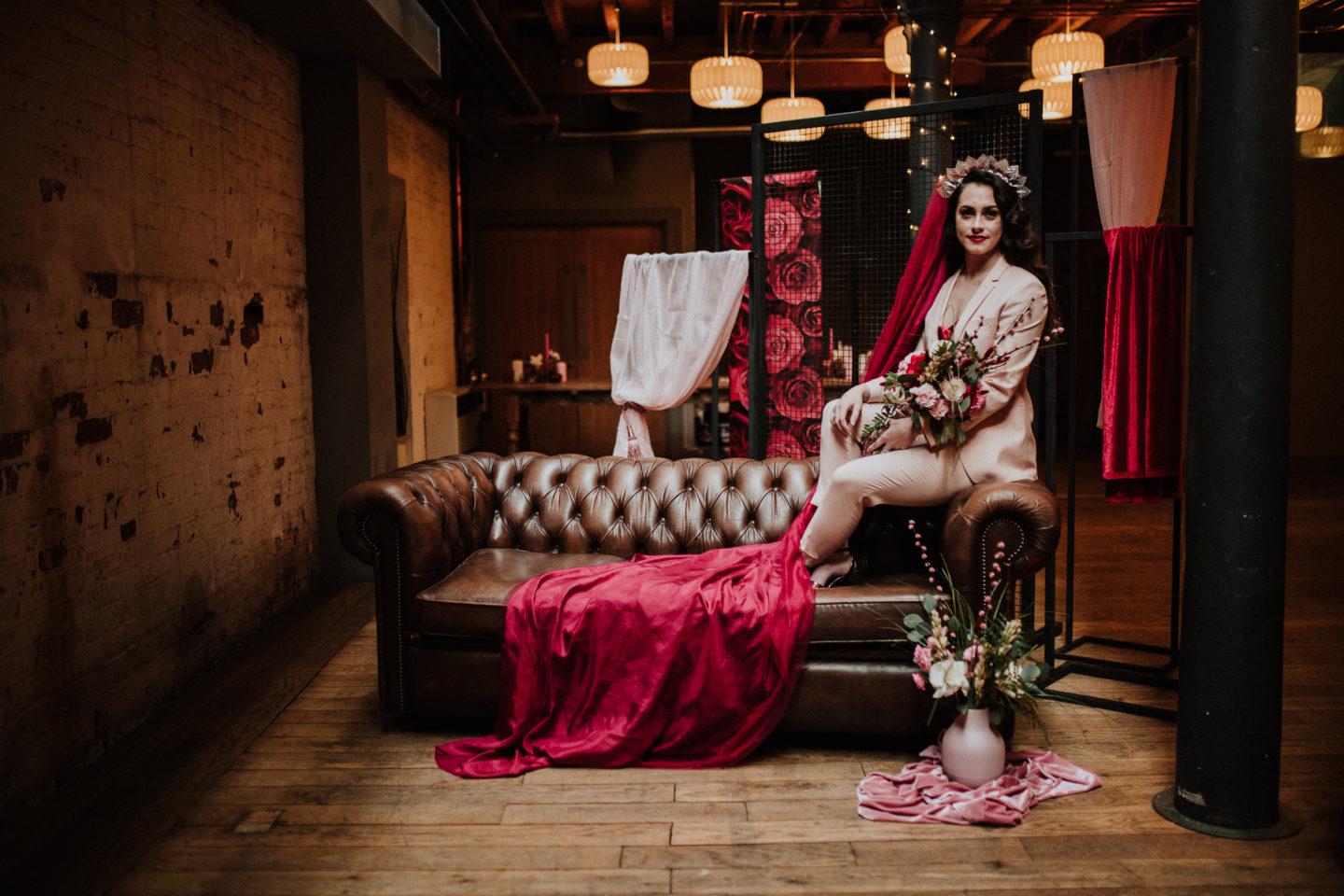 Bold Red and Pink Urban Wedding at LEAF Manchester 