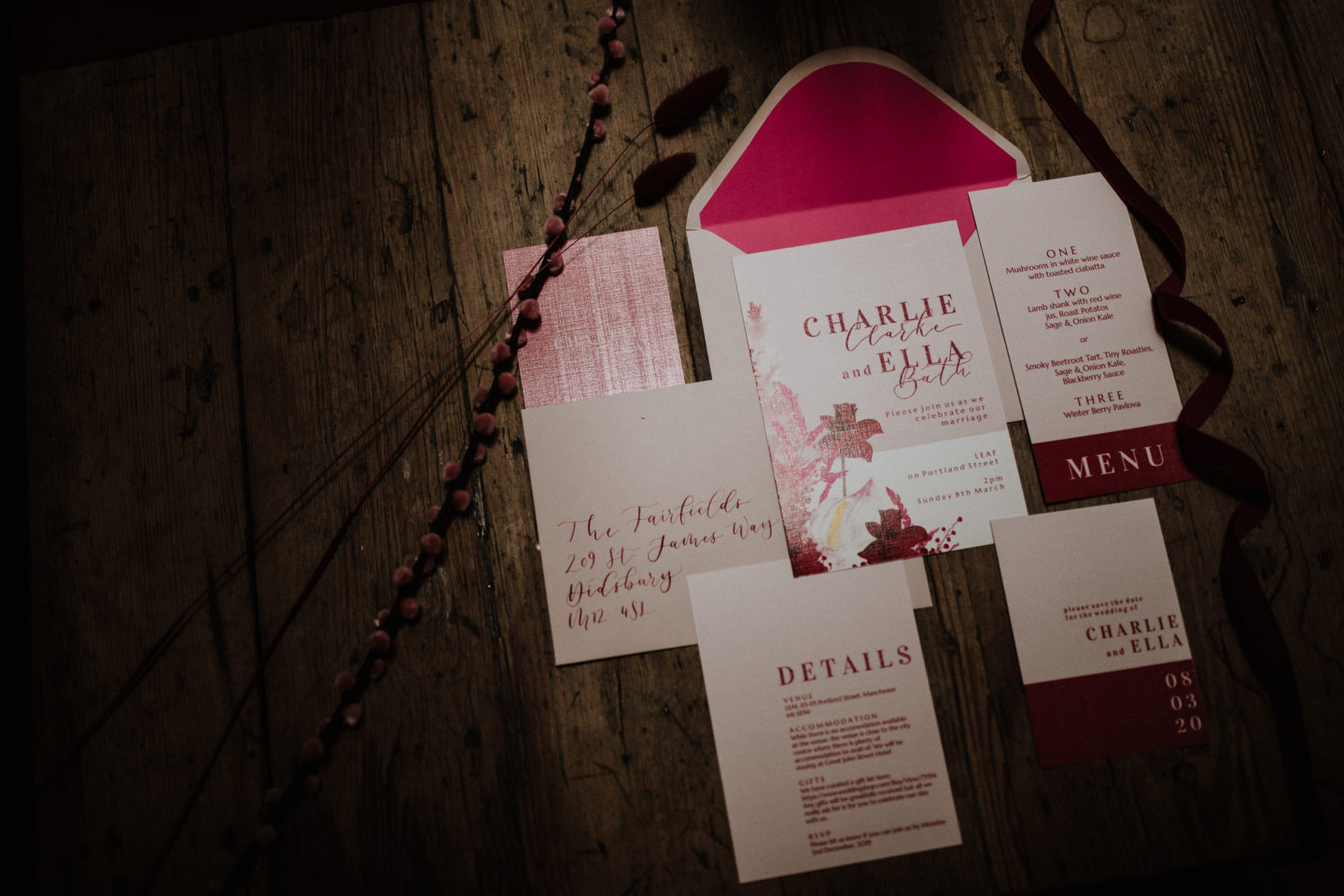 Bold Red and Pink Urban Wedding at LEAF Manchester