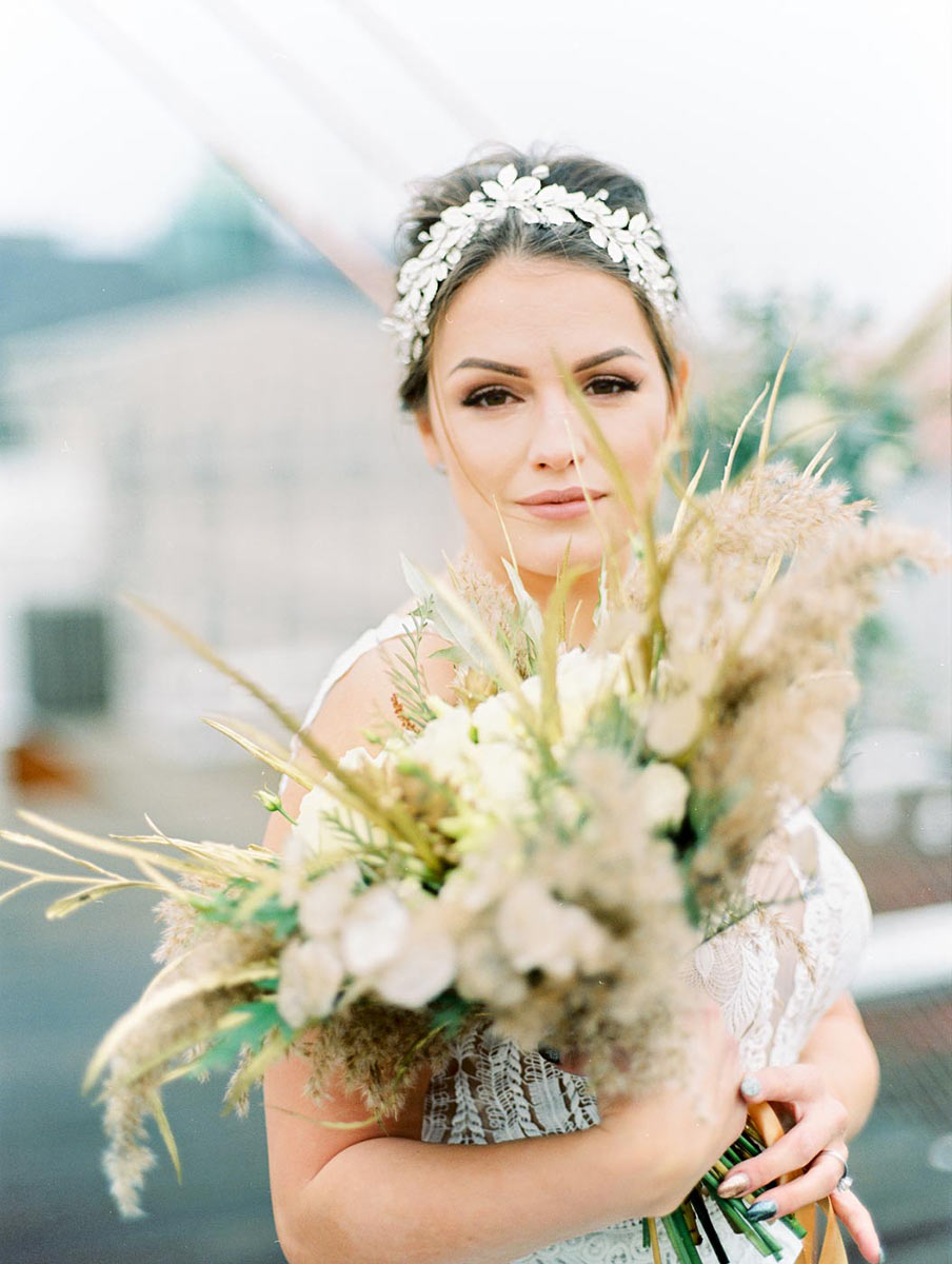 City Rooftop Elopement Wedding Inspiration in Bazaar, Czech Republic