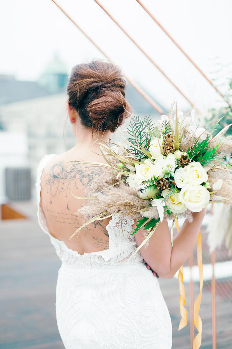 City Rooftop Elopement Wedding Inspiration in Bazaar, Czech Republic