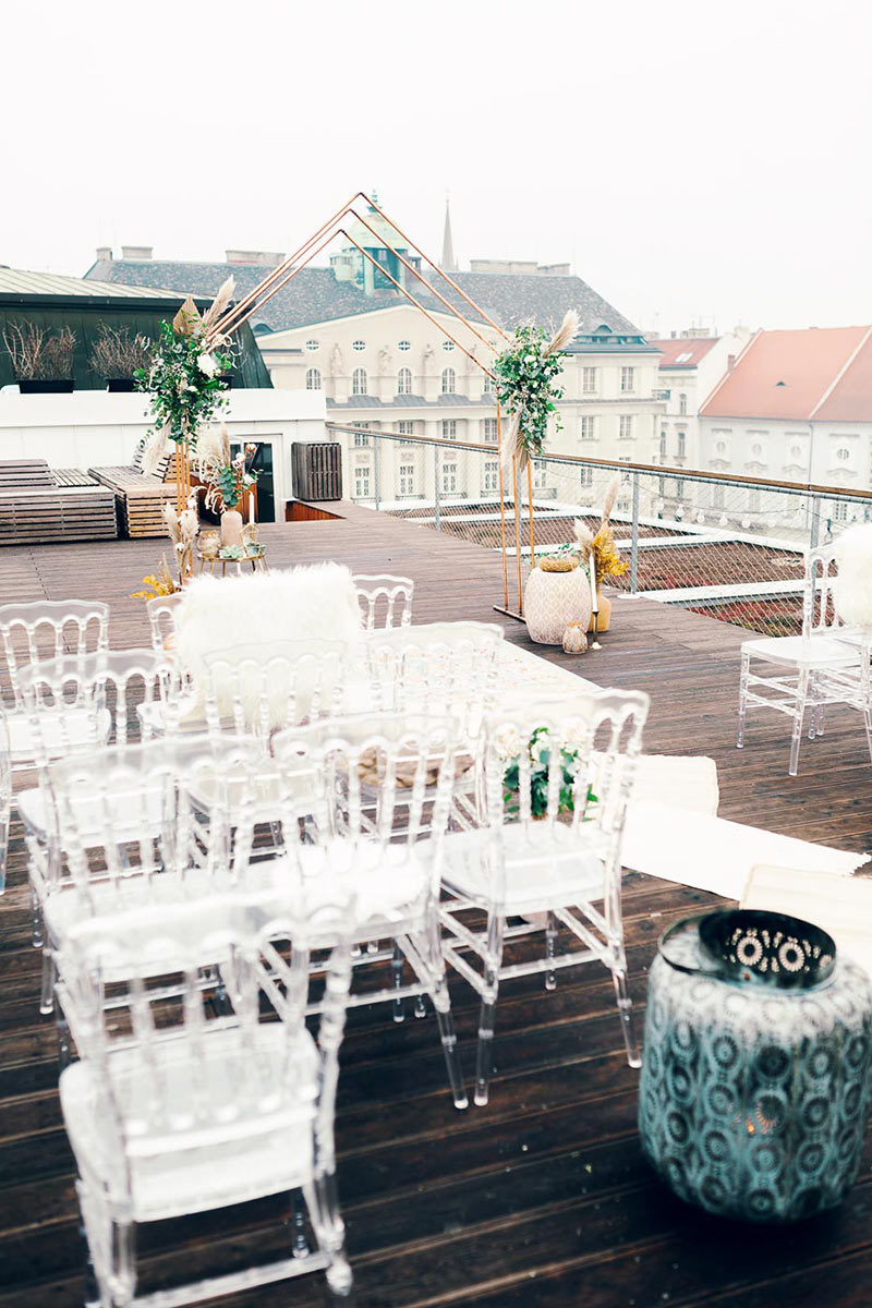 City Rooftop Elopement Wedding Inspiration in Bazaar, Czech Republic