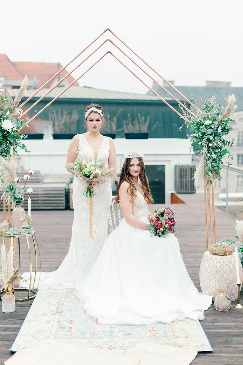 City Rooftop Elopement Wedding Inspiration in Bazaar, Czech Republic