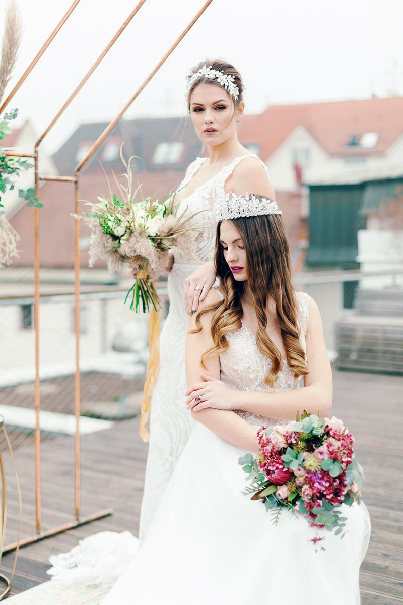 City Rooftop Elopement Wedding Inspiration in Bazaar, Czech Republic