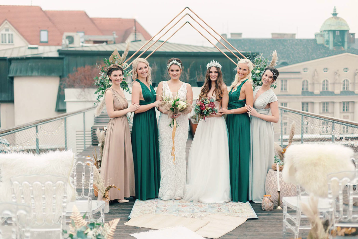 City Rooftop Elopement Wedding Inspiration in Bazaar, Czech Republic