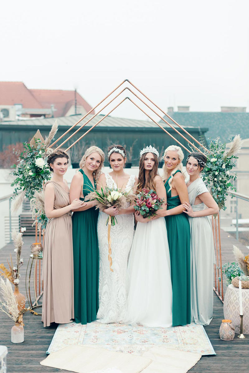 City Rooftop Elopement Wedding Inspiration in Bazaar, Czech Republic