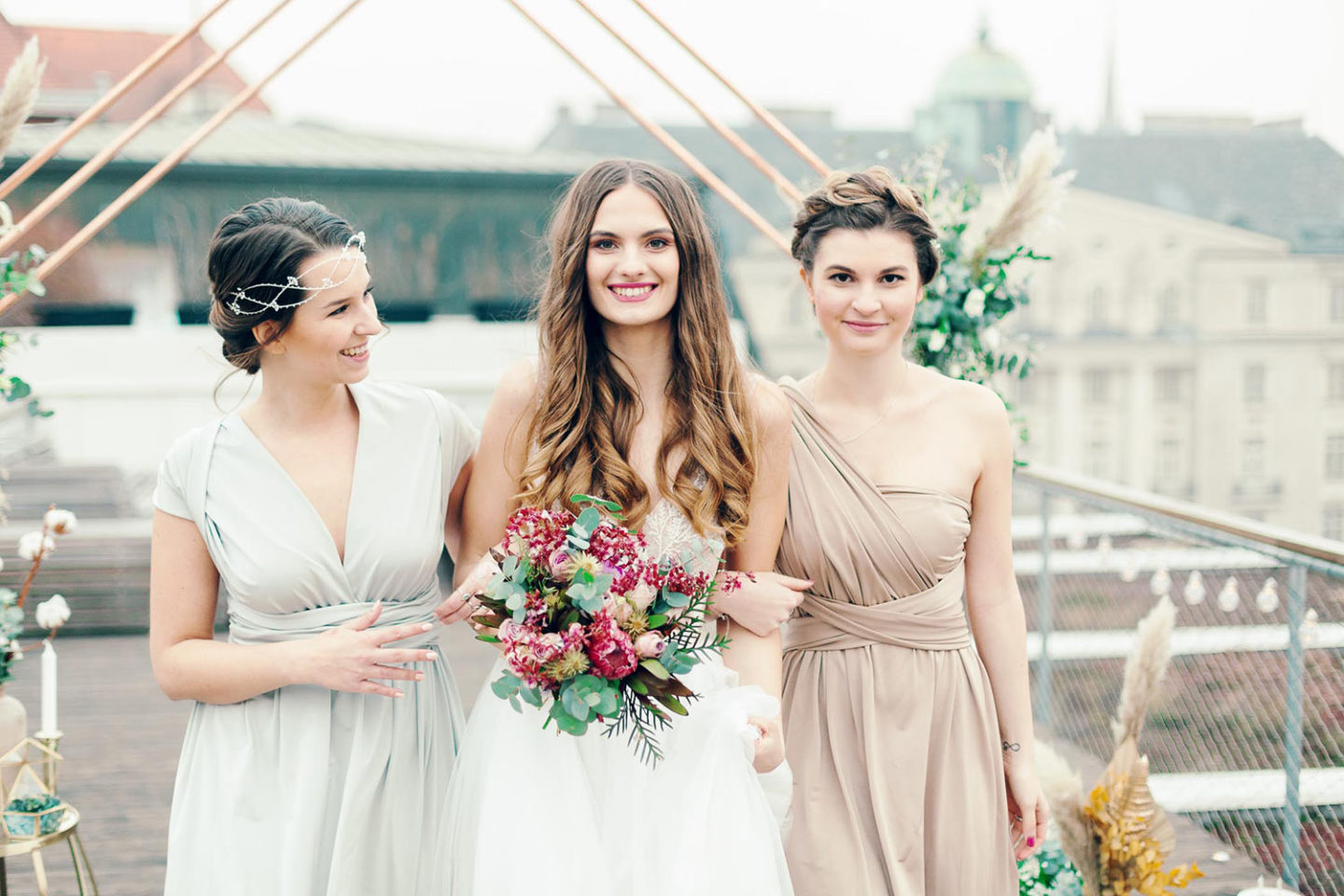 City Rooftop Elopement Wedding Inspiration in Bazaar, Czech Republic