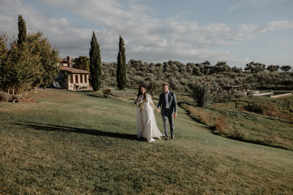 Dreamy Italian Elopement With Lace Wedding Cape at The Lazy Olive, Tuscany