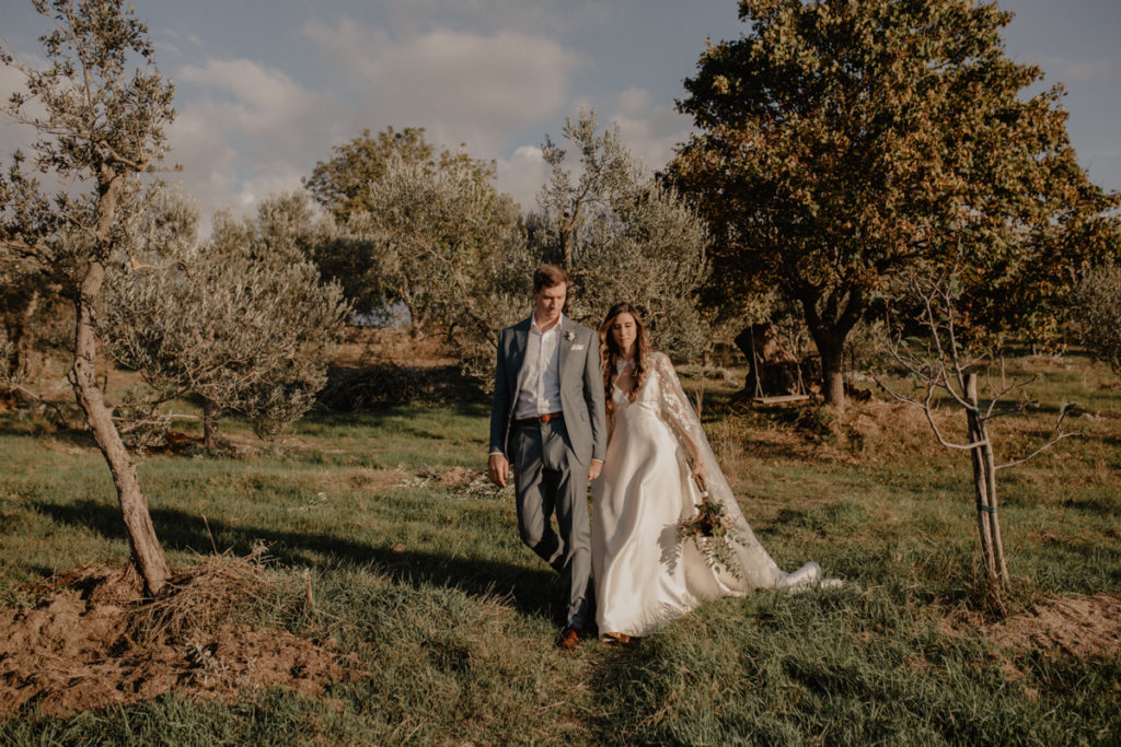 Dreamy Italian Elopement With Lace Wedding Cape at The Lazy Olive, Tuscany