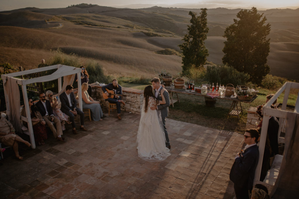 Dreamy Italian Elopement With Lace Wedding Cape at The Lazy Olive, Tuscany