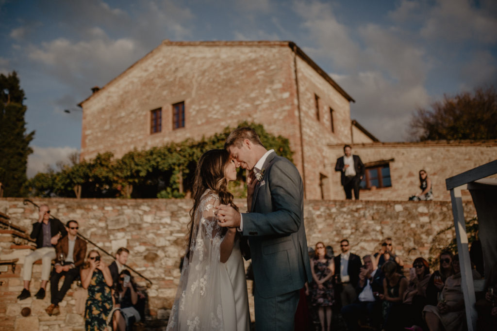 Dreamy Italian Elopement With Lace Wedding Cape at The Lazy Olive, Tuscany