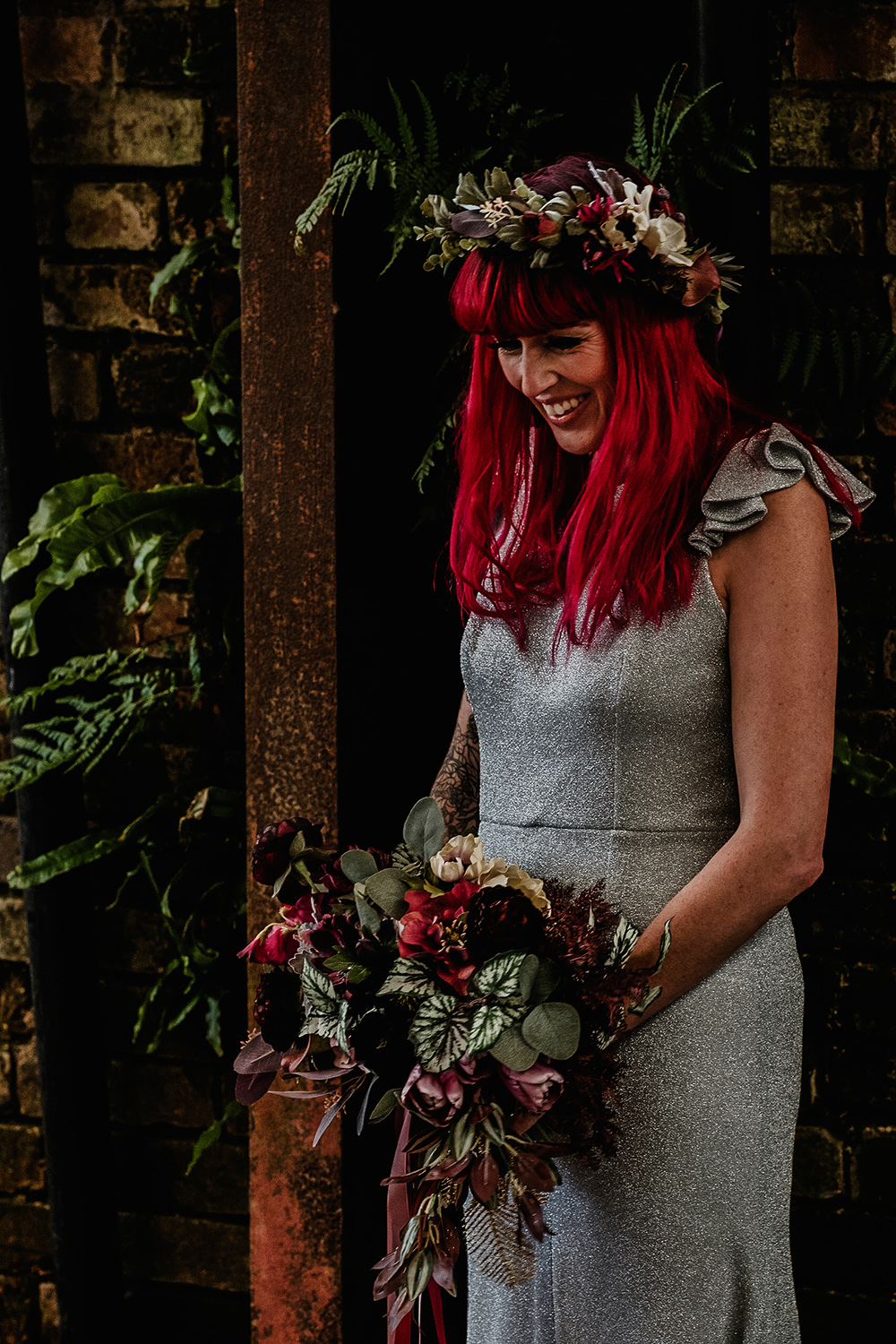 Alternative Rock Wedding Inspiration With Tattooed Bride and Bespoke Wedding Dress