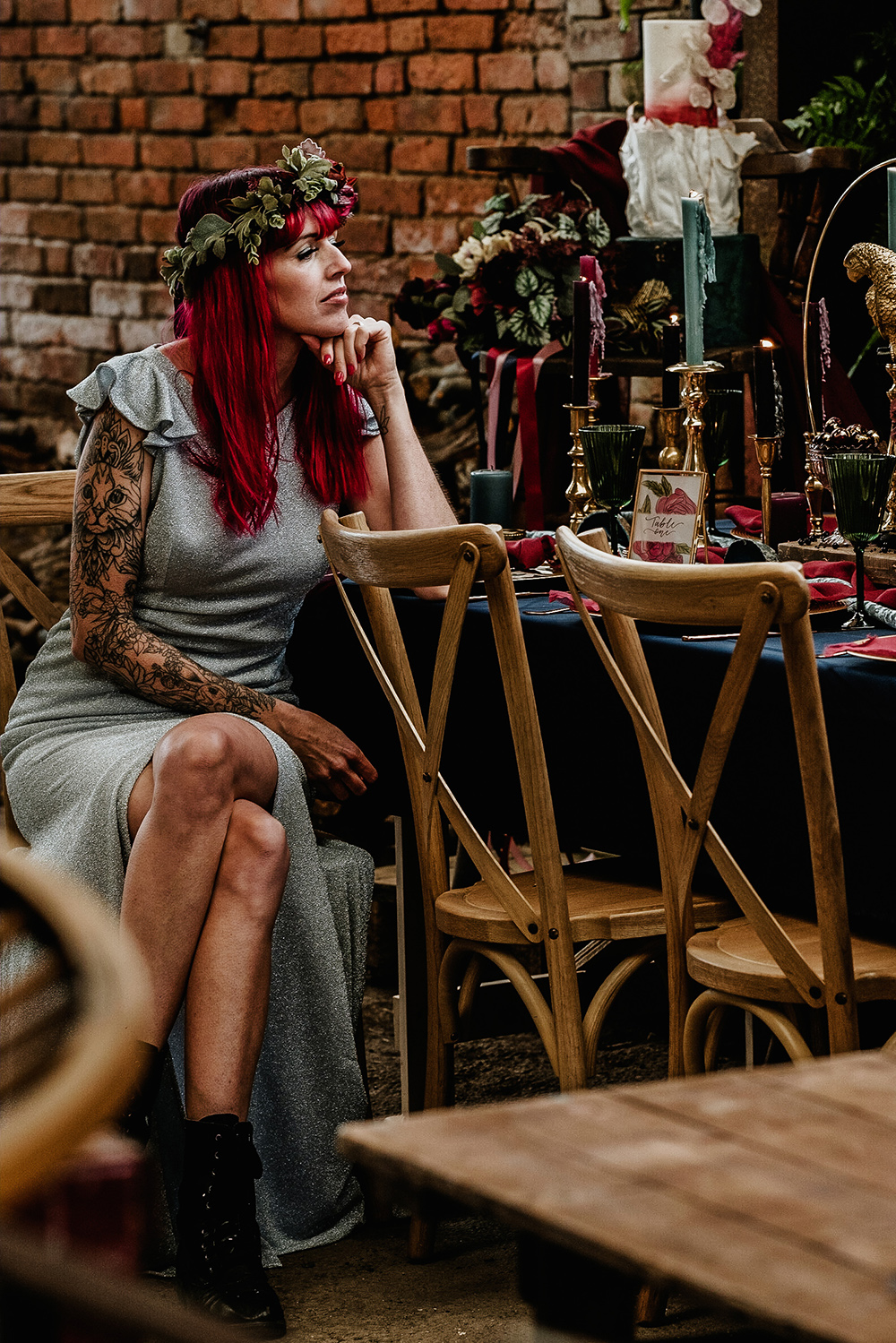 Alternative Rock Wedding Inspiration With Tattooed Bride and Bespoke Wedding Dress