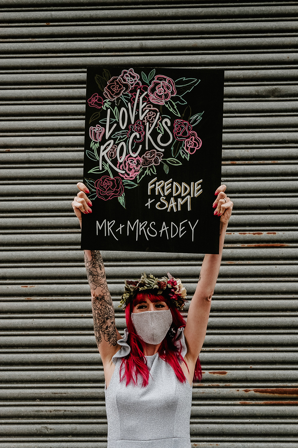 Alternative Rock Wedding Inspiration With Tattooed Bride and Bespoke Wedding Dress