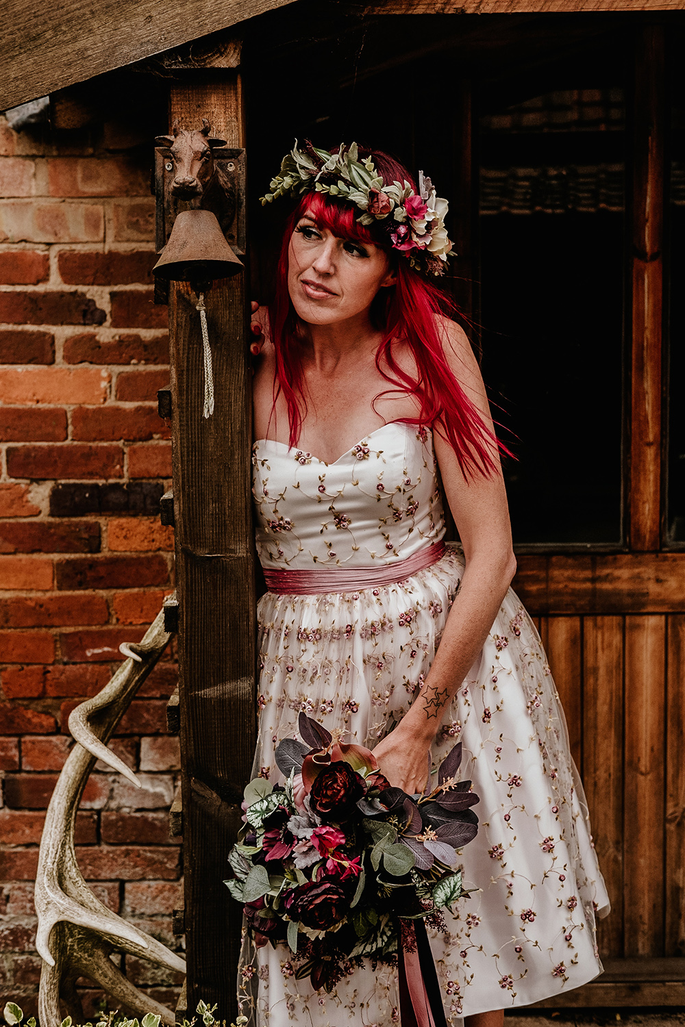 Alternative Rock Wedding Inspiration With Tattooed Bride and Bespoke Wedding Dress