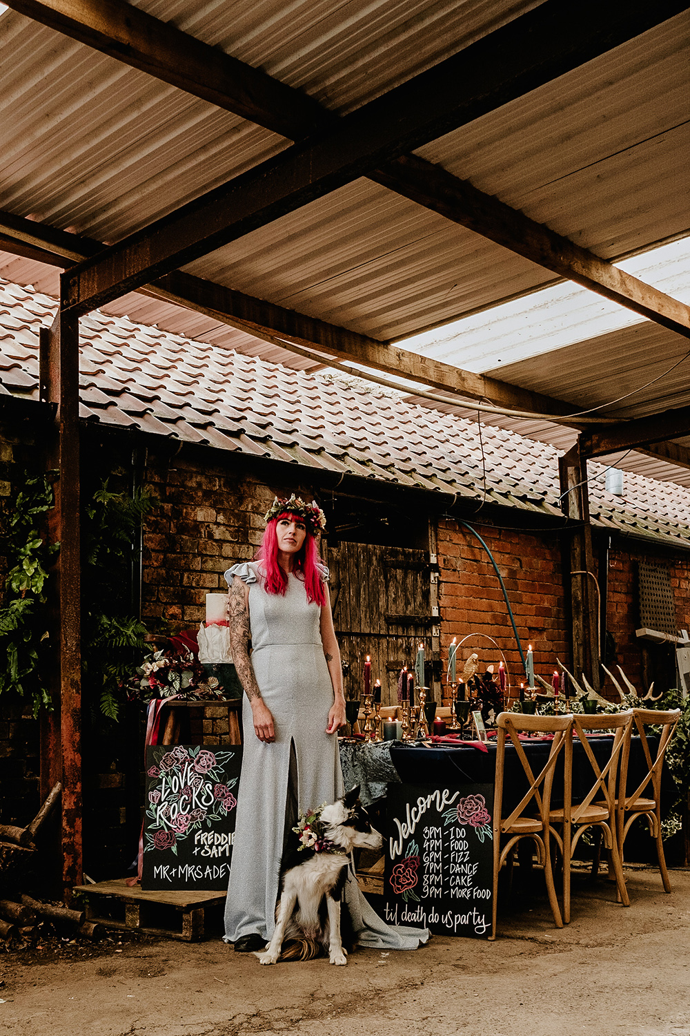 Alternative Rock Wedding Inspiration With Tattooed Bride and Bespoke Wedding Dress