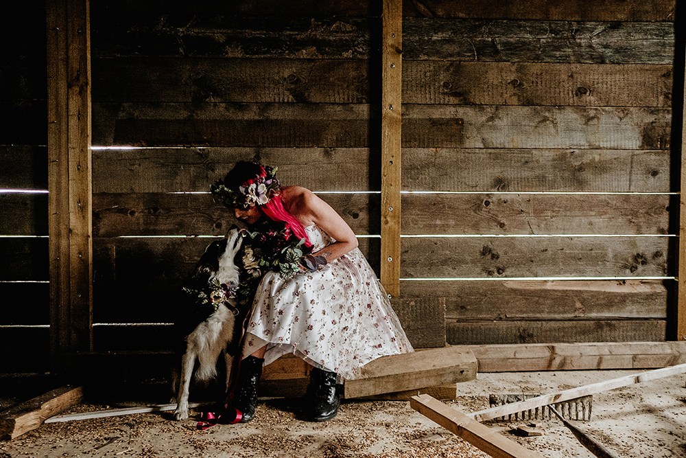 Alternative Rock Wedding Inspiration With Tattooed Bride and Bespoke Wedding Dress