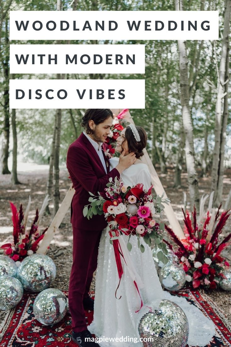 Disco Woodland Wedding With Glitter Balls and Ethical British Bridalwear