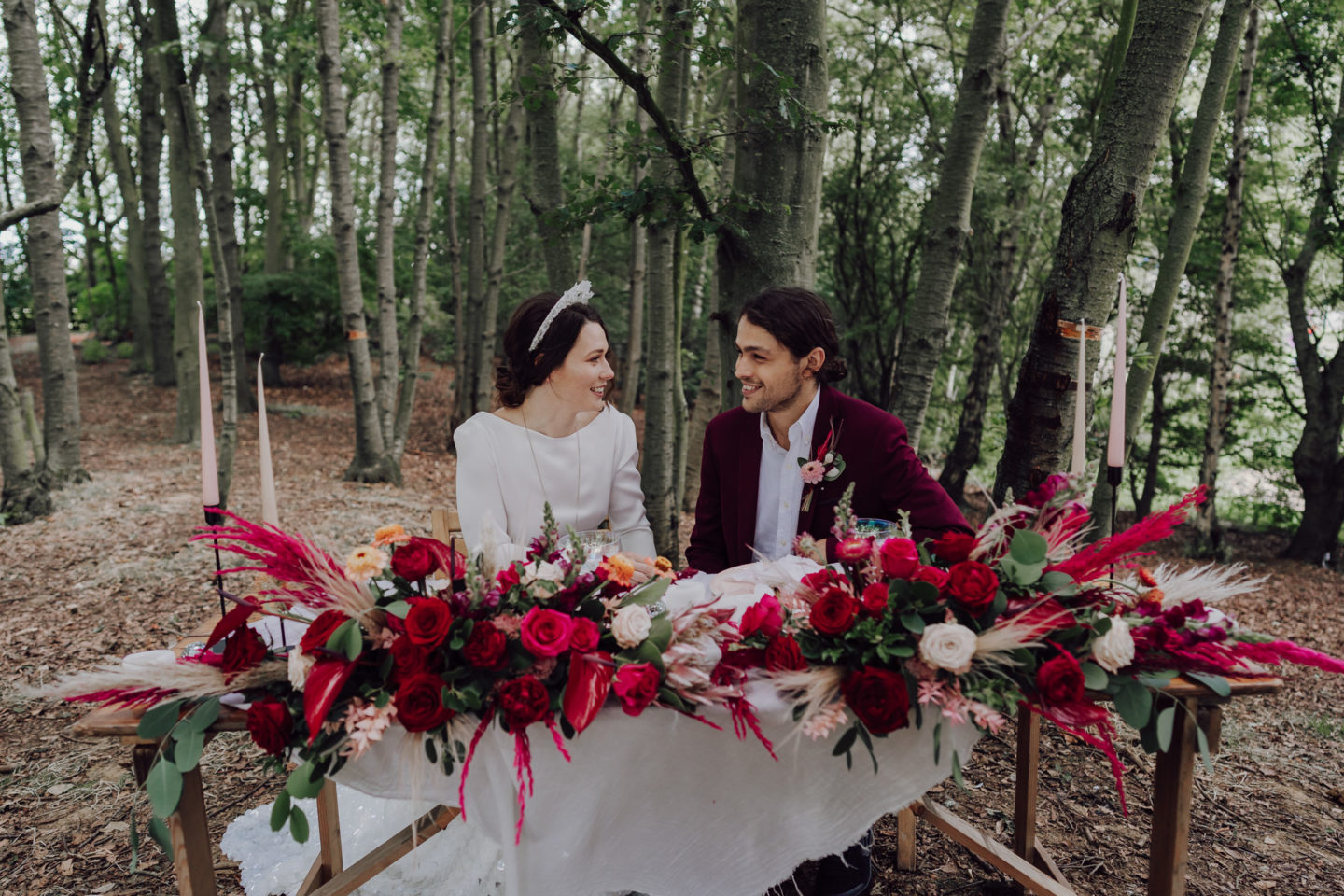 Disco Woodland Wedding With Glitter Balls and Ethical British Bridalwear