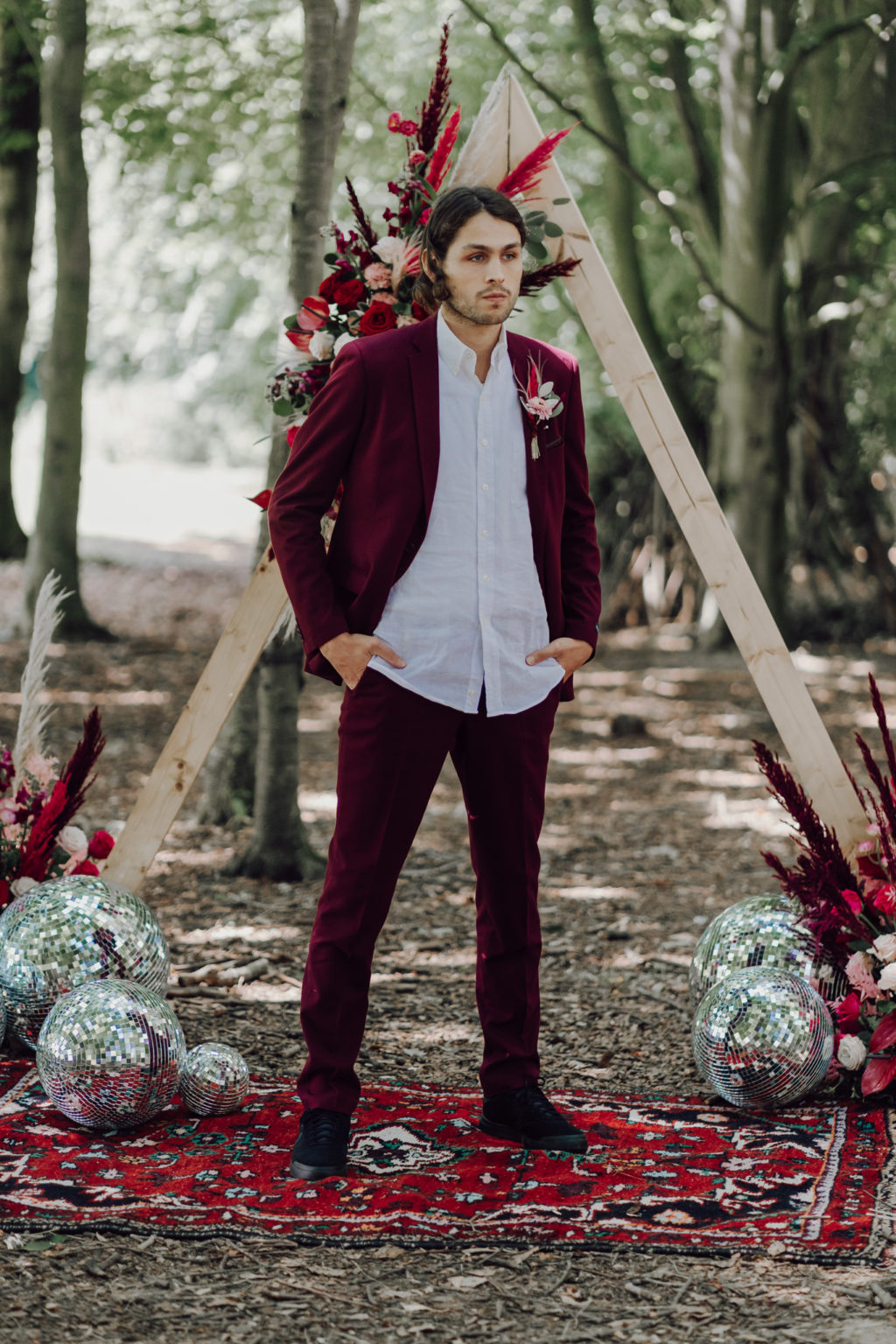 Disco Woodland Wedding With Glitter Balls and Ethical British Bridalwear