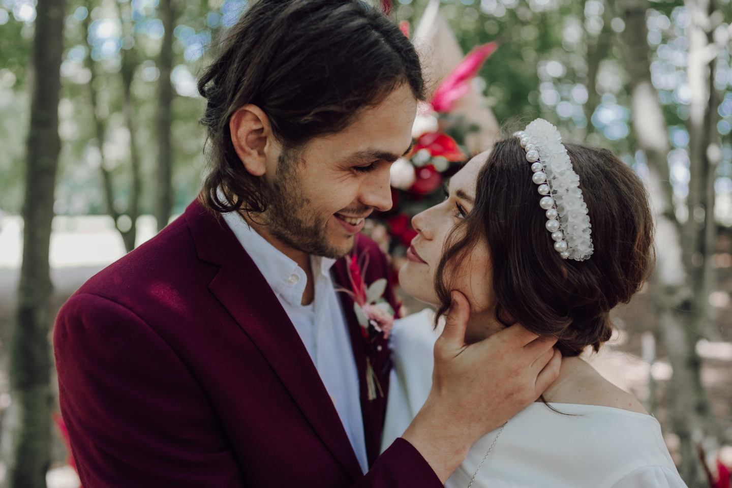 Disco Woodland Wedding With Glitter Balls and Ethical British Bridalwear