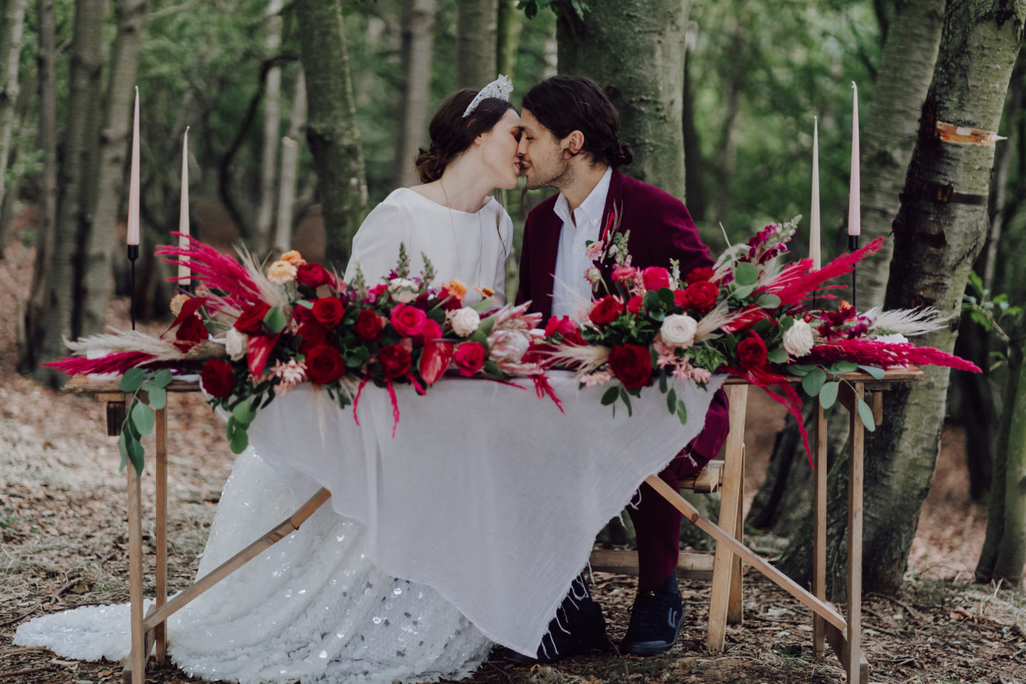 Disco Woodland Wedding With Glitter Balls and Ethical British Bridalwear