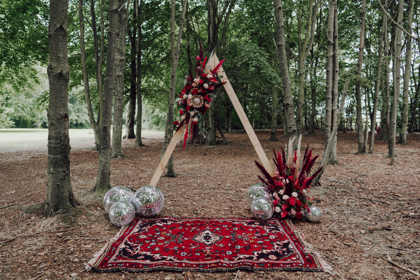 Disco Woodland Wedding With Glitter Balls and Ethical British Bridalwear