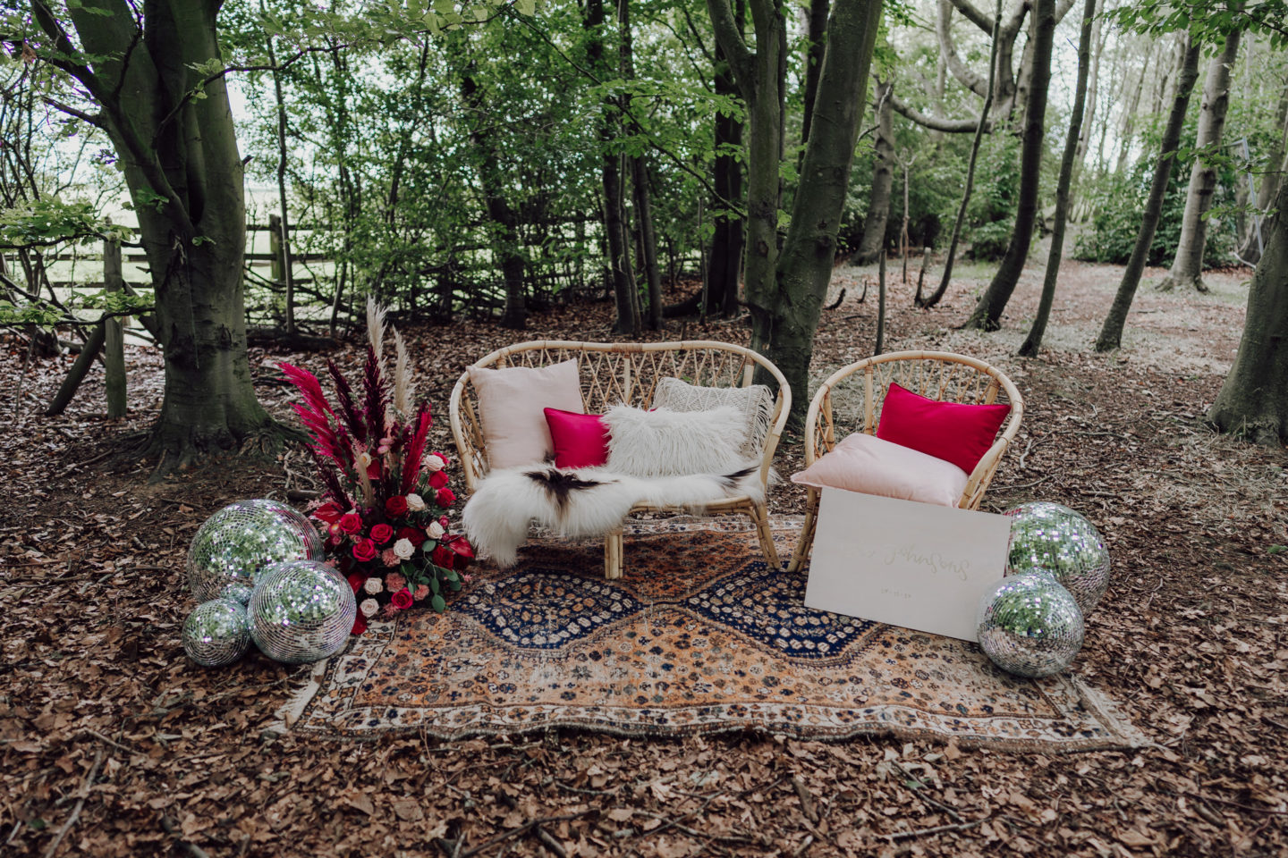 Disco Woodland Wedding With Glitter Balls and Ethical British Bridalwear