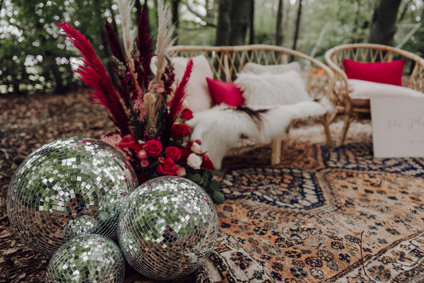 Disco Woodland Wedding With Glitter Balls and Ethical British Bridalwear