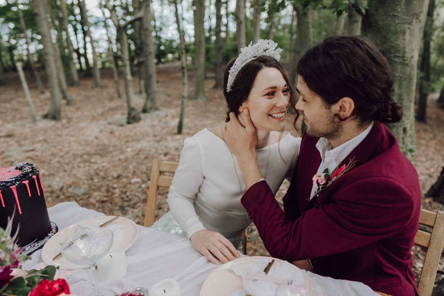 Disco Woodland Wedding With Glitter Balls and Ethical British Bridalwear