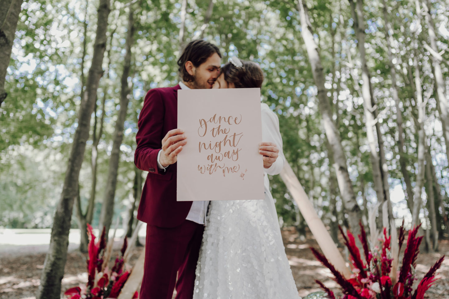 Disco Woodland Wedding With Glitter Balls and Ethical British Bridalwear