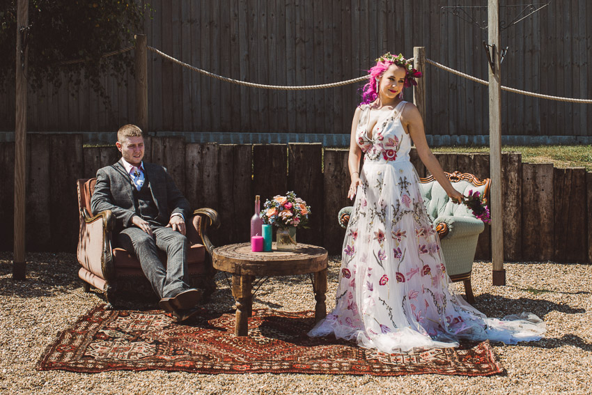 Bright and Colourful Rock Festival Wedding At Jimmy's Farm, Suffolk