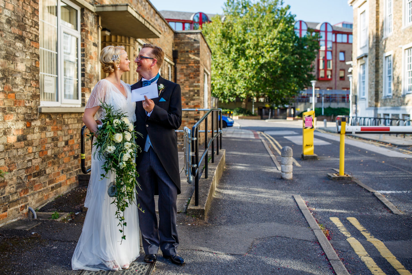 Intimate Wedding At Cambridge Registry Office With 1920s Inspired Wedding Dress