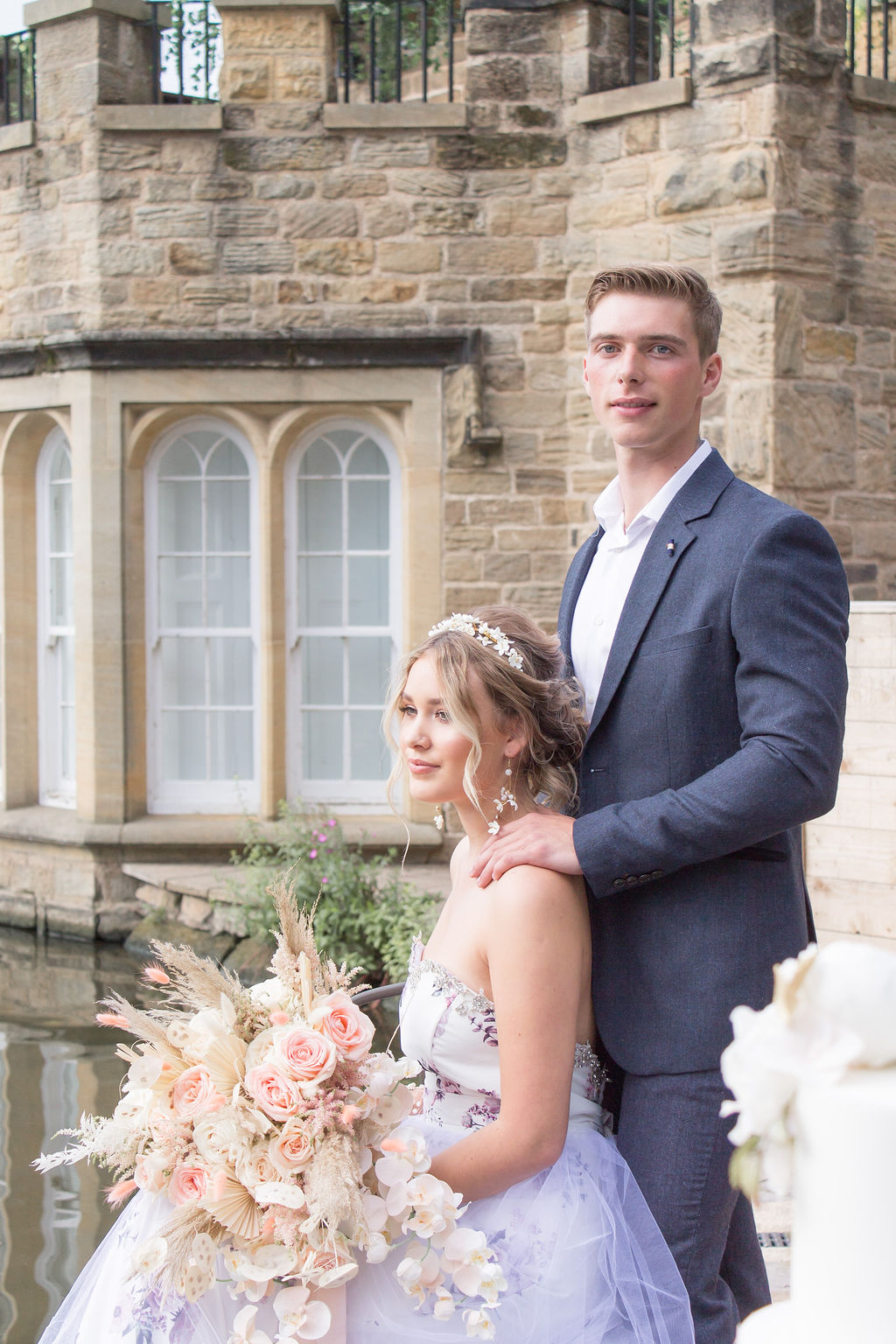 Dreamy Blush Wedding With Bespoke Floral Dress at Newmillerdam Yorkshire