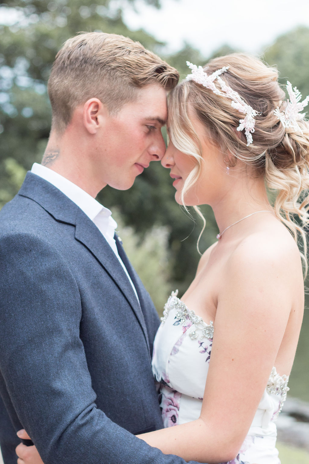 Dreamy Blush Wedding With Bespoke Floral Dress at Newmillerdam Yorkshire