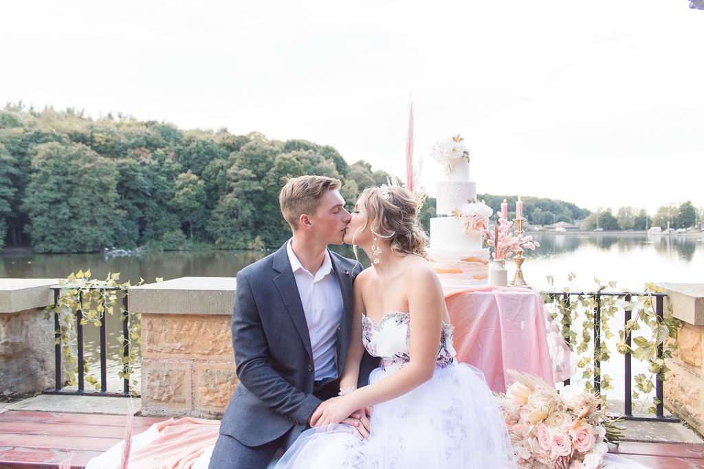 Dreamy Blush Wedding With Bespoke Floral Dress at Newmillerdam Yorkshire