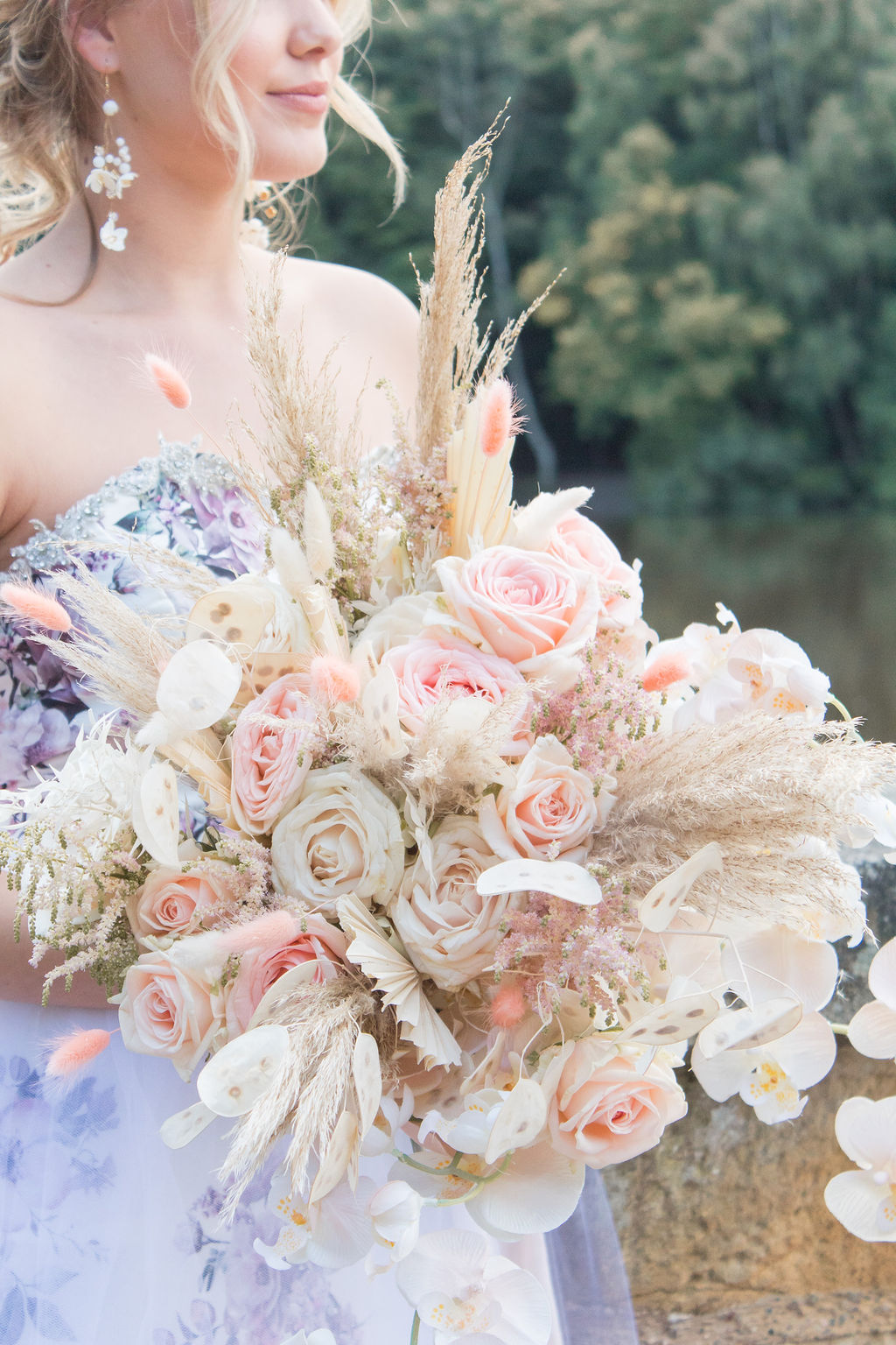 Dreamy Blush Wedding With Bespoke Floral Dress at Newmillerdam Yorkshire