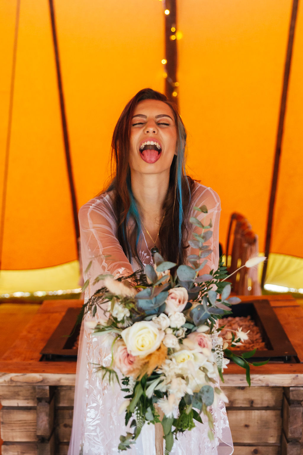 Intimate Forest Wedding At Meadow Vale With Bespoke Ombre Wedding Dress