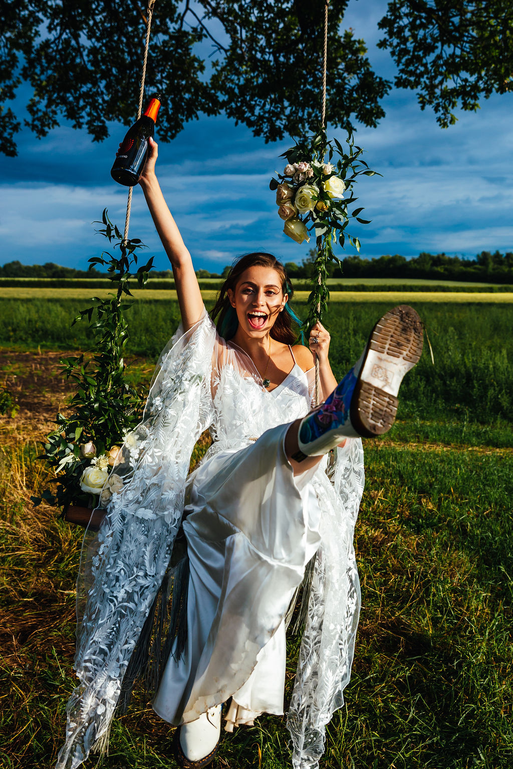 Intimate Forest Wedding At Meadow Vale With Bespoke Ombre Wedding Dress