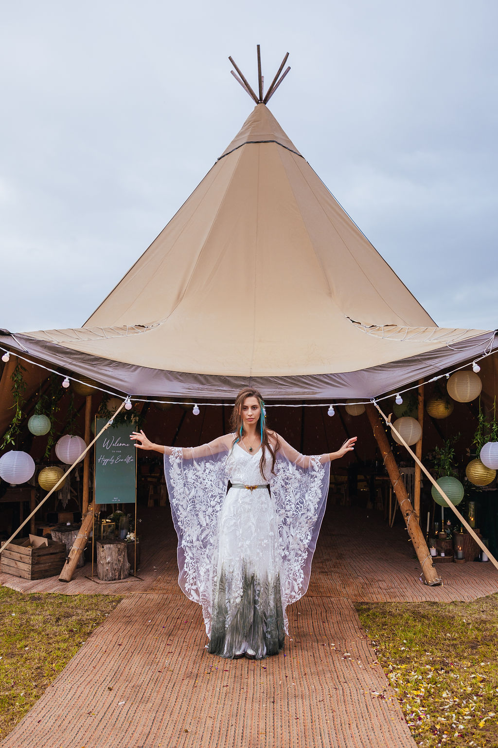 Intimate Forest Wedding At Meadow Vale With Bespoke Ombre Wedding Dress