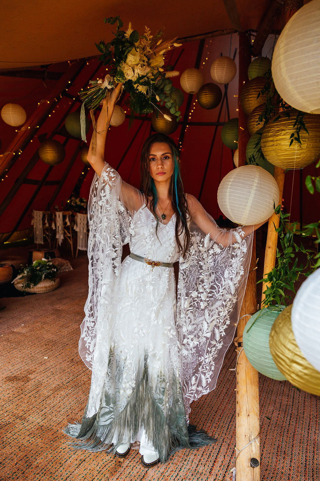 Intimate Forest Wedding At Meadow Vale With Bespoke Ombre Wedding Dress