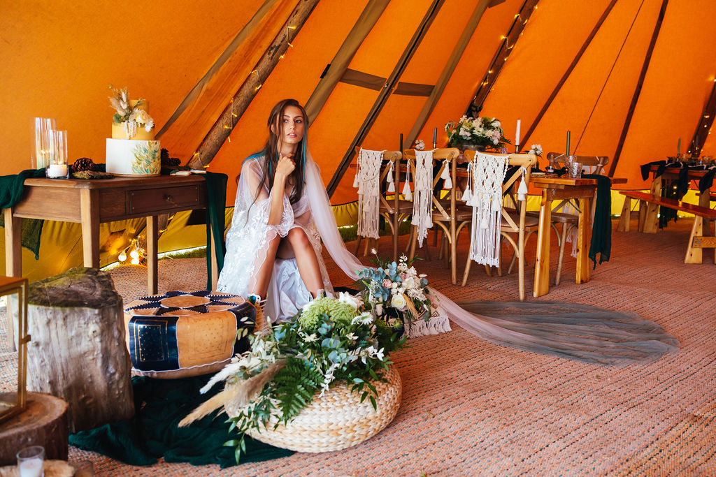 Intimate Forest Wedding At Meadow Vale With Bespoke Ombre Wedding Dress