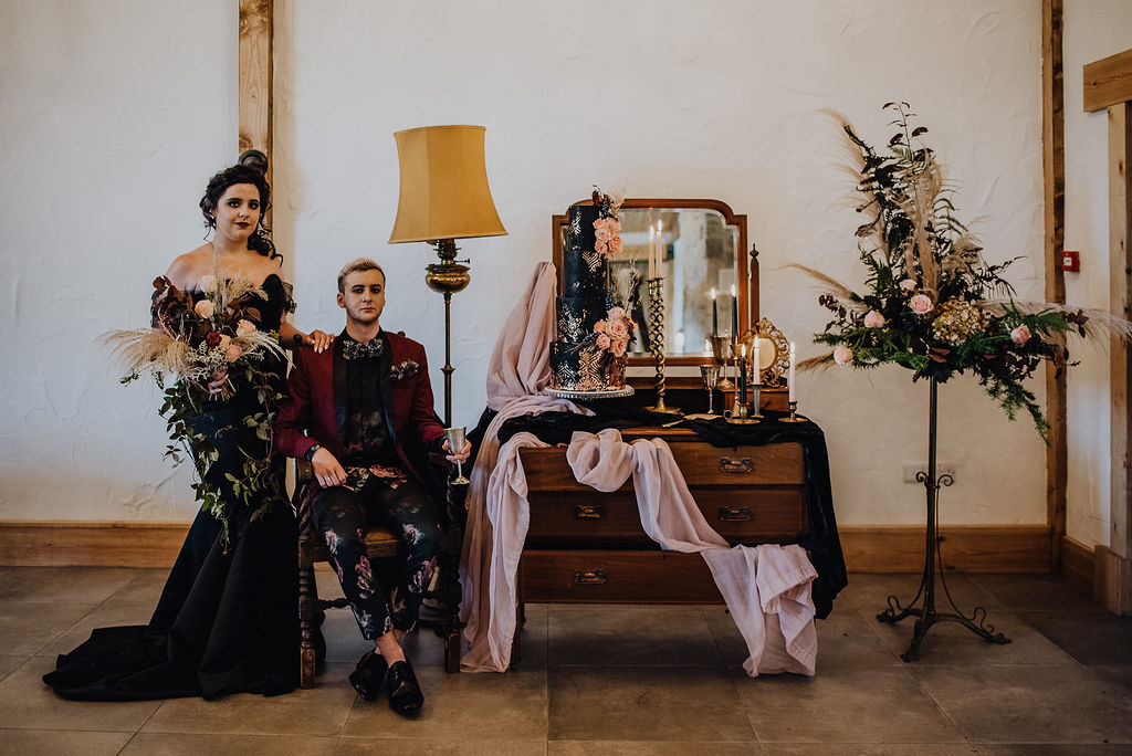 Boho Gothic Shoot With Black Wedding Dress at Roodlea Barn Ayrshire