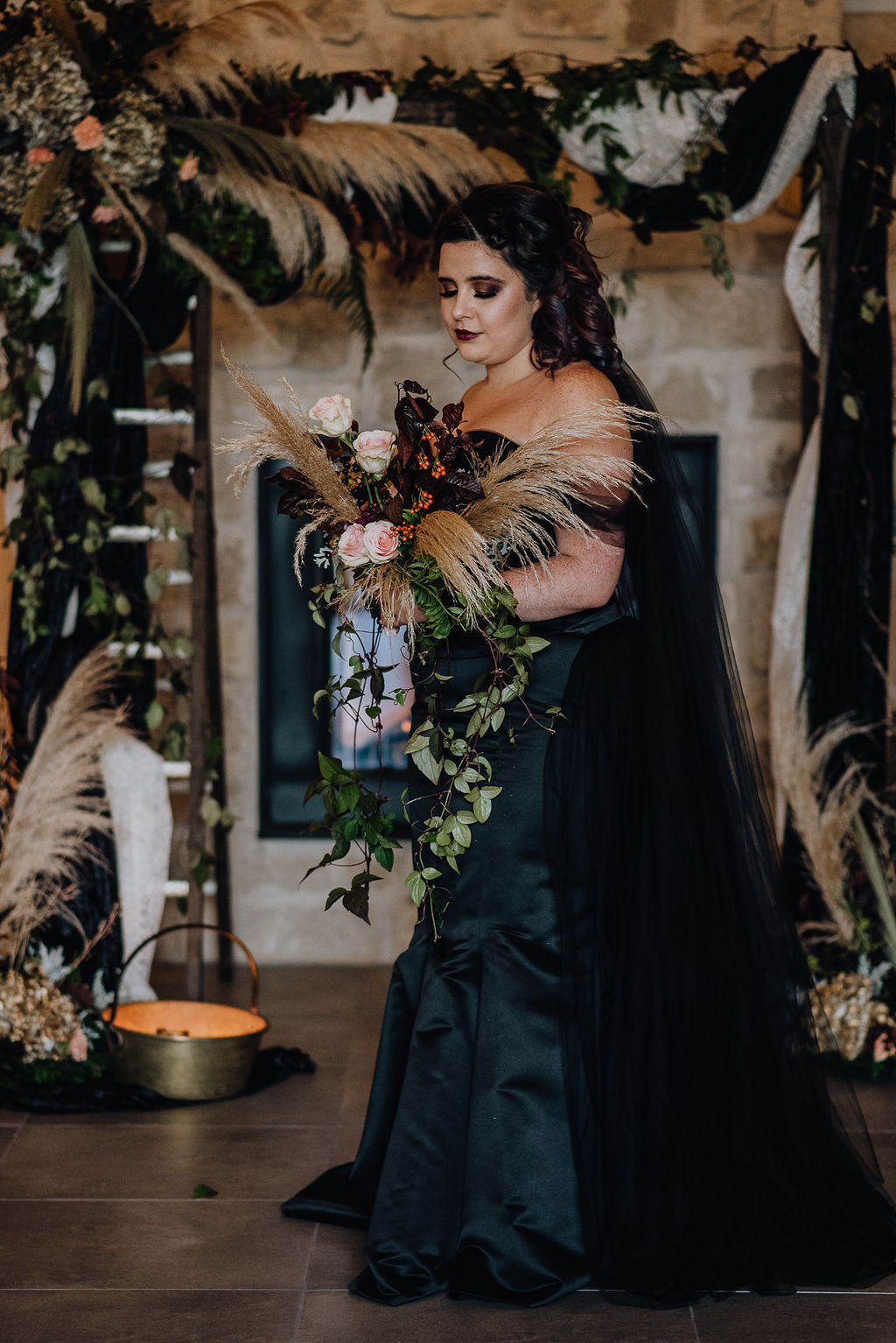 Boho Gothic Shoot With Black Wedding Dress at Roodlea Barn Ayrshire