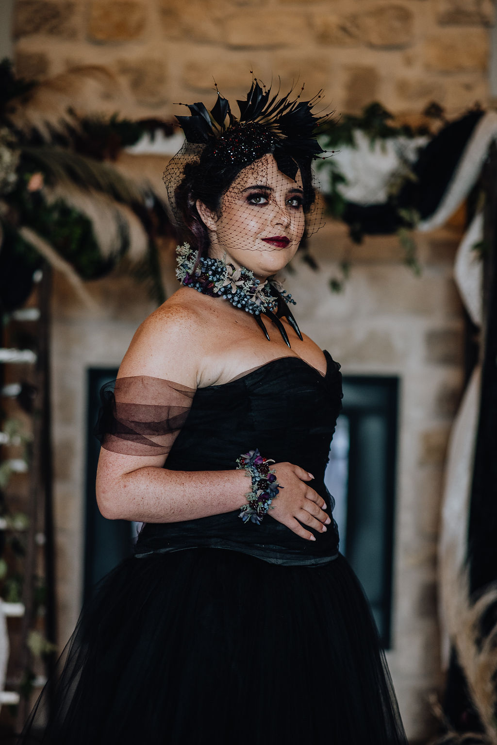 Boho Gothic Shoot With Black Wedding Dress at Roodlea Barn Ayrshire