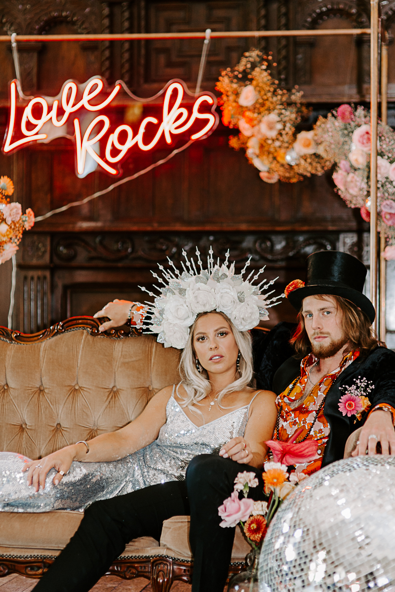 1970s Glam Rock Wedding Inspiration at Marden House Mansion