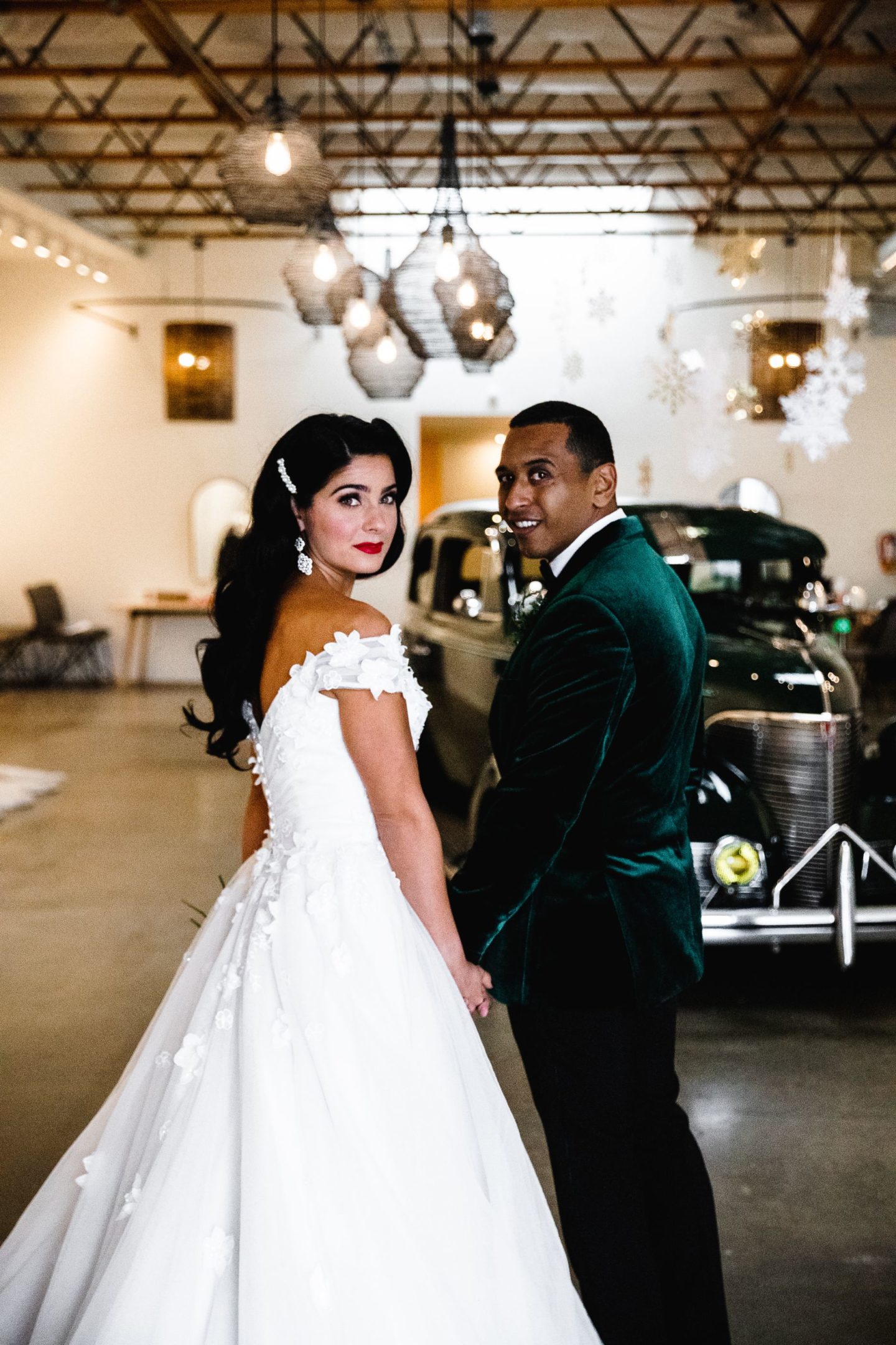 Retro Christmas Wedding With Red and Green Styling at Pop Up Shot Club, USA